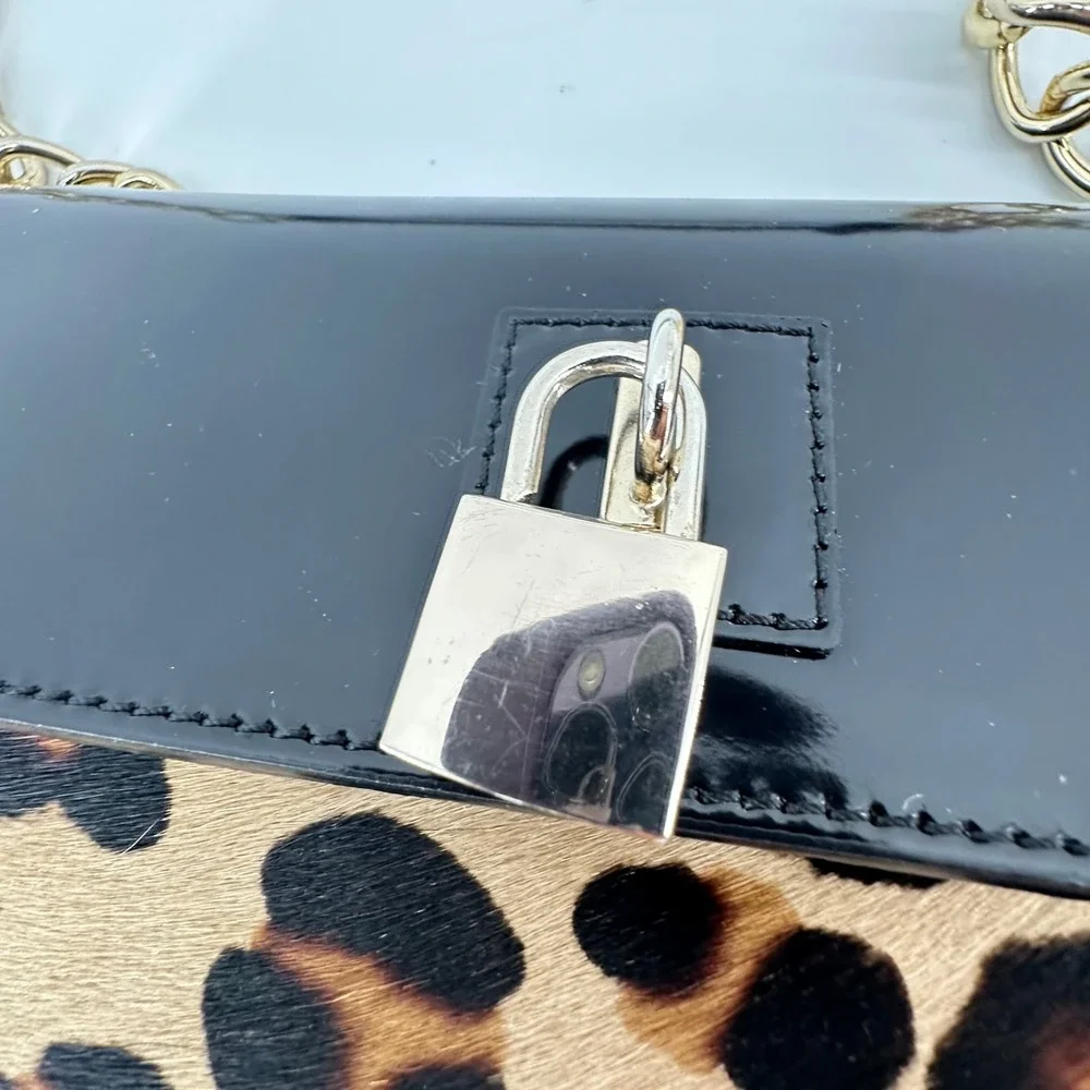AB Asia Belluci Leopard Print‎ Faux Fur Italian Crossbody Bag Edgy Glam Evening